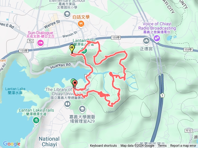 蘭潭後山步道-筍寮山湖底西北峰紅毛埤山山仔頂山。環狀預覽圖