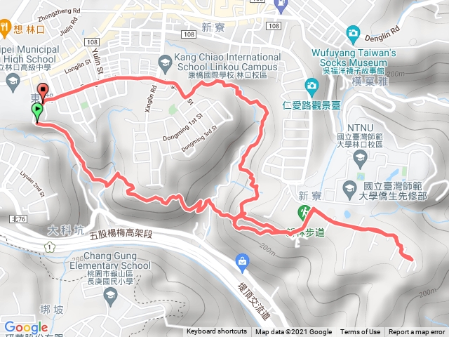 2021/09/1林口高中→新林步道→新寮山→松柏崗→老公崎步道→大板根→善友亭P形