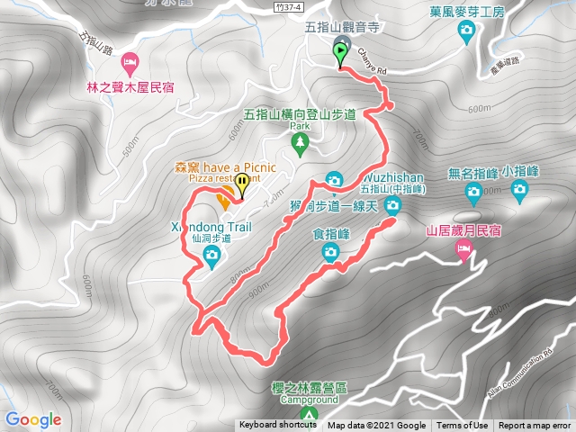 五指山（觀音寺-一線天-姆指峰-食指峰-中指峰（原路返）-竹林禪寺-仙洞步道-玉皇宮