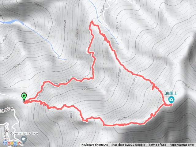 油羅山一上二下 油羅山第一登山口→三叉路口→油羅山→三叉路口→油羅山第二登山口→油羅山第一登山口