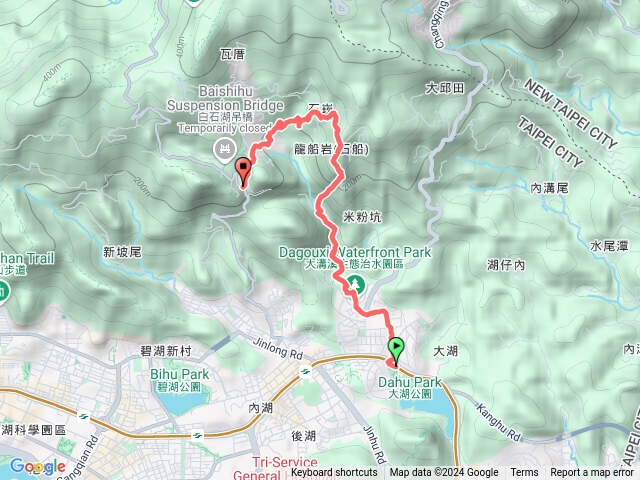 2024-12-18大湖公園站-大溝溪步道-圓覺寺步道-柚園山路-龍船岩-玄女廟-龍眼腳福德宮-小2玄明宮站