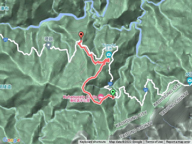 進涇橋登山口登庫哈諾辛山下 天池 中之關古道