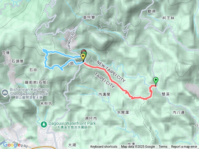 溪口站-水尾潭山-大邱田東峰-石門洞-開眼山-白石湖山-東峰-大邱田山-興善宮