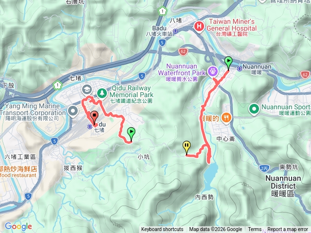 暖暖站步行到七堵站經西勢水庫
