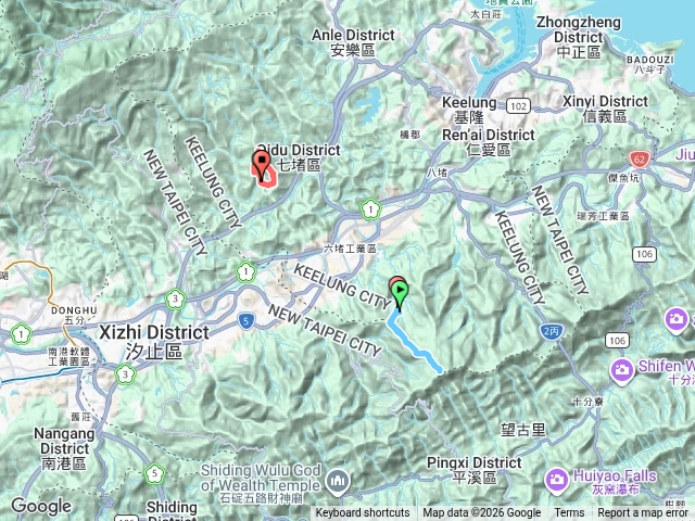 七堵友蚋月眉洞登山口～月眉洞～仙洞湖山～姑娘廟環走，回程順遊「泰安瀑布」循稜登旗尾崙、姜子寮山來回。 （基隆市、七堵）預覽圖