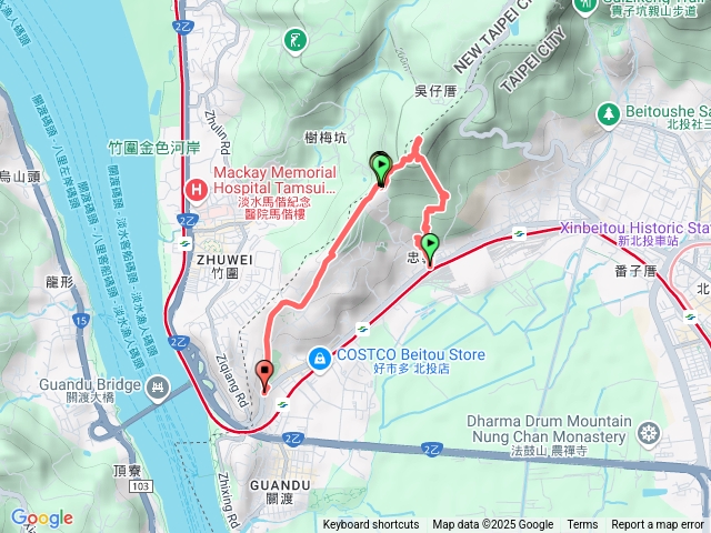 【任務一】2025臺北大縱走臺北大縱走第一段：關渡至二子坪202507181800-忠義山舉牌