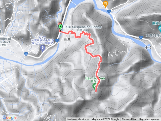 白鹿吊橋上白毛山
