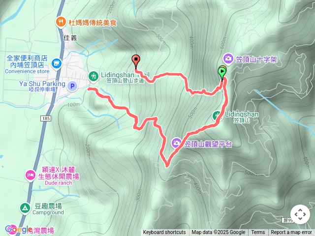 笠頂山4上3下再3上4下（繞一圈）