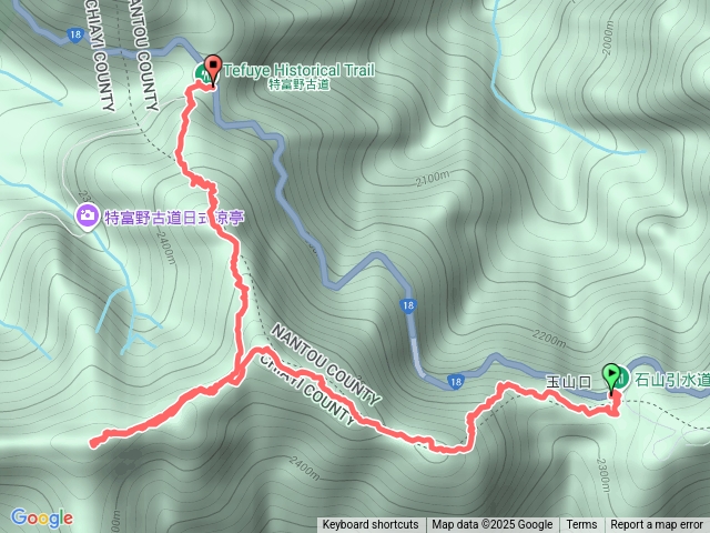 石山引水道玉兒山東水山特富野古道口
