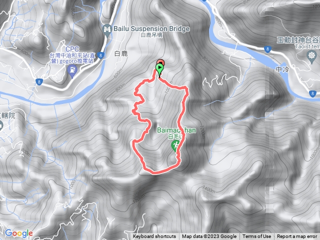 機車上白毛山登山口O繞