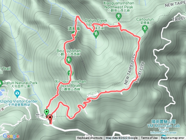 小觀音山順時針大O型 - 鞍部停車場上/下清風崙/上西北峰 (by Simon's Garmin Fenix 7X, 2022.06.30)