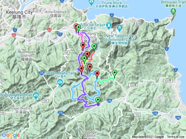 2021.1.4后番子坑~五林連走下430峰~幼坑南鞍~幼坑山~三貂嶺瀑布步道~中坑古道~三爪子坑山~瑞芳圓山福德宮〔雨中漫行〕