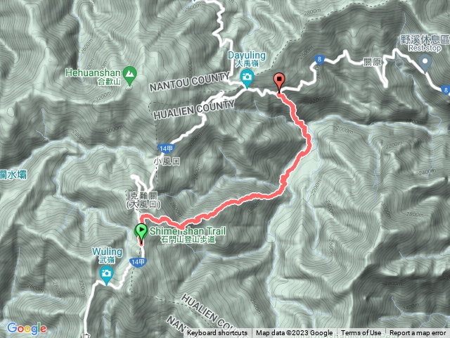 石門東稜出新屏風登山口（古關原）