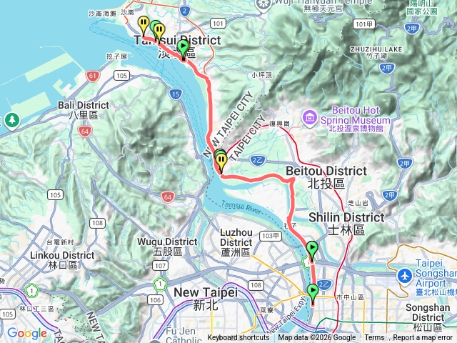 大稻程走到淡水捷運站