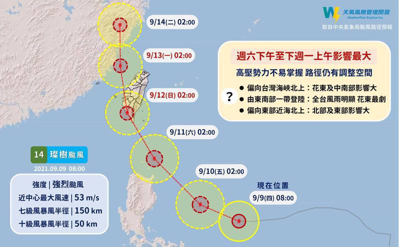 【天氣】強颱璨樹進逼台灣 專家分析 3 種路徑可能性無法排除
