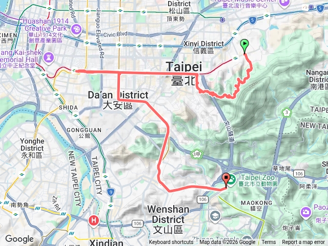 廣慈捷運站2号出口-松山慈惠堂-虎山-豹山-獅山-象山-象山捷運站-東門捷運站-鼎泰豐-大安森林公園預覽圖
