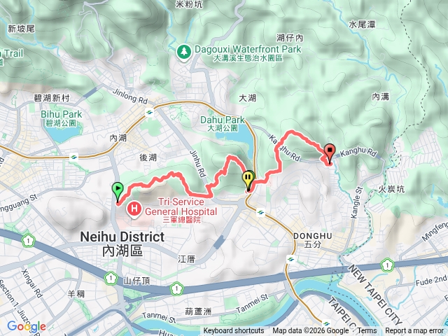 內湖灣仔山、白鷺鷥山(截彎取直土徑路線)、康樂山(康寧醫院-安泰隧道)預覽圖