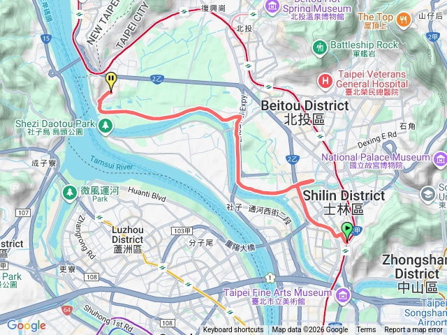 臺北大縱走第八段延伸路線預覽圖