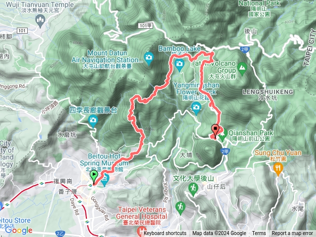 新北投金中正山往竹子湖到陽明山公車總站