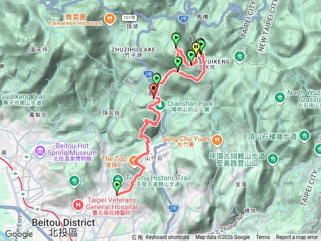 天母下竹林步道上紗帽山苗圃上七星山主東峰夢幻湖苗步道下苗圃