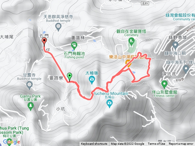 石門路70號步道入口-直上山中湖-繞湖一圈-步道回70號步道入口