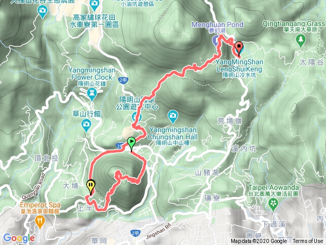 紗帽山、橫嶺古道、苗圃、七星山公園、夢幻湖、冷水坑