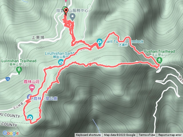 塔塔加-鹿林山、麟趾山、玉山登山口O型