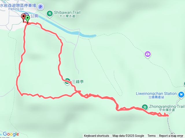 清水岩廁所-中央嶺步道起點-5峰-擎天崗-2峰出口-回起點