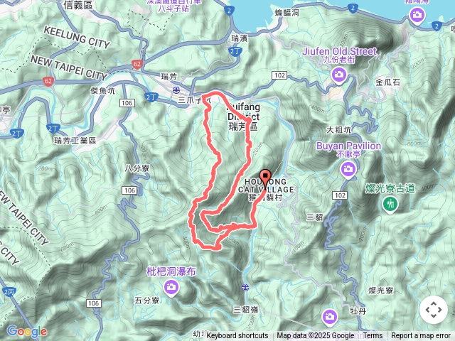 猴硐~獅子嘴奇岩~烏塗窟山~三爪子坑山~蛇子崙山~蛇子形古道~柴寮古道 O型