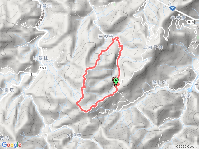 石硿子古道經畝畝山、石硿子瀑布O形