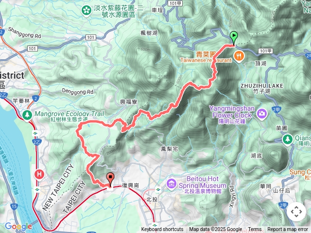 2025.6.11大屯山、南峰、西峰、西南、西南南峰~小坪頂山~東小坪頂山~嘎嘮别山~忠義山~桃源公園出復興崗