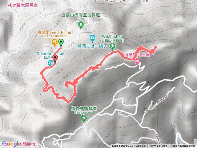 五指山到小指峰原路折返