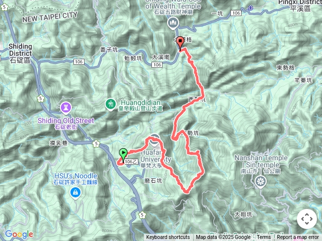 土地公廟站~大崙古道~崩山大崙~石碇大崙~南勢坑山~鑽石峰~人面頭山~南勢坑大尖~小尖山~小尖山前峰~小尖山北峰~藤寮坑站