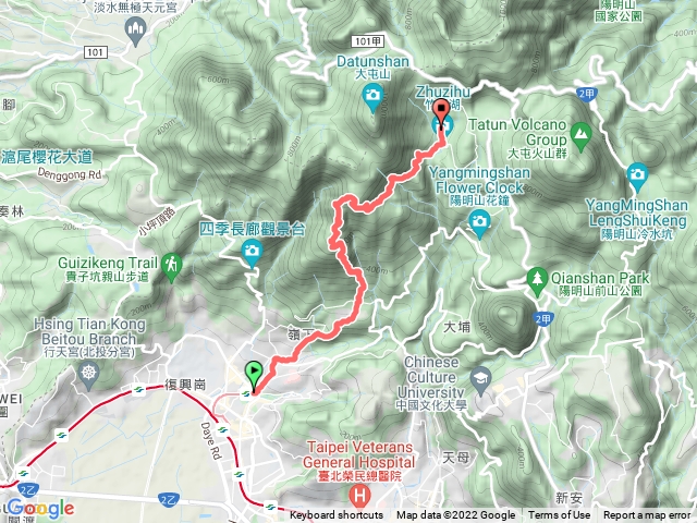 北投-新北投-中正山-第一登山口-青楓步道-竹子湖