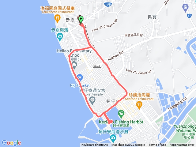 赤崁圖書館到蚵寮漁港