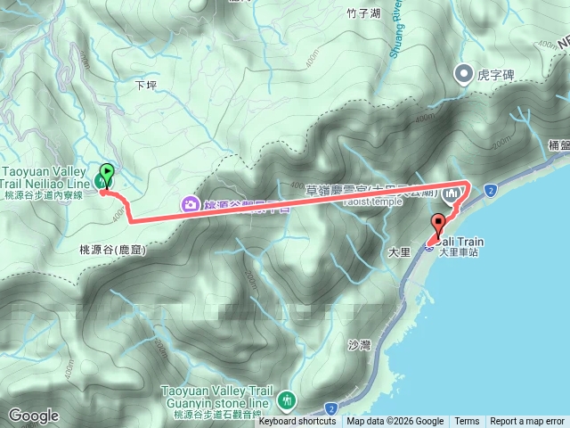 桃園谷縱走虎字碑下大里預覽圖