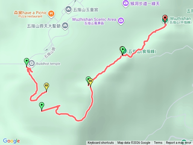 五指山-竹林禪苑登山口-拇指山-食指山-中指山