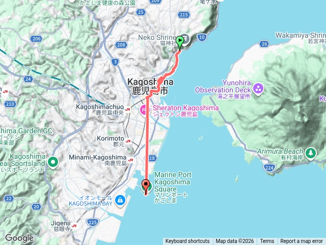 2026.08.25鹿兒島仙巖園回到鹿兒島港口軌跡