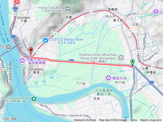 大度路一段(承德路七段)到三段(中央北路四段)