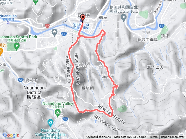 （四腳亭車站+滴水山北峰+滴水山+粗坑頭山+粗坑頭崙+龍門山+碇內尖山+粗坑口尖+四腳亭車站）O形預覽圖