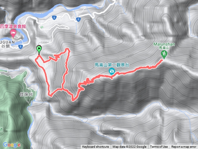 台電巷124號→斯可巴步道→登山口→馬崙山→登山口→八壯士神木→台電巷124號