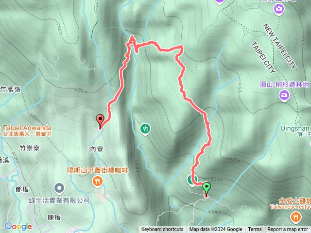 士林荷蘭古道、嶺南山(高頂山西南峰)、內雙溪古道、內寮古道預覽圖