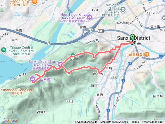 三峽老街(公車站)>鳶山(福德坑山)>彩壁>鳶尾山繞回20251224預覽圖