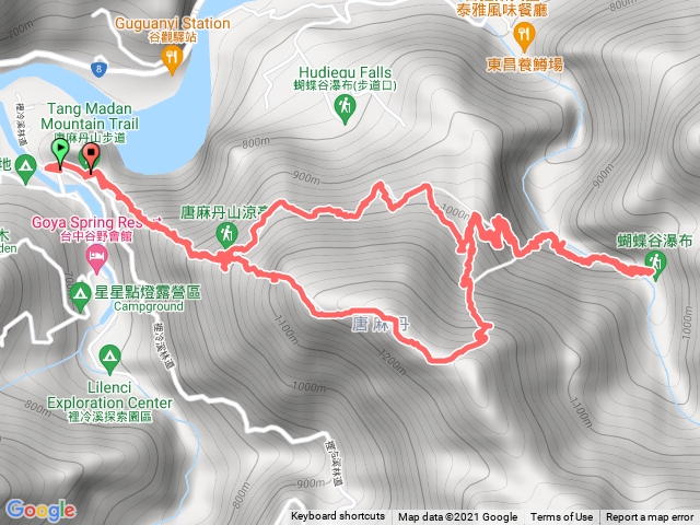 唐麻丹山-裡冷登山口 蝴蝶谷 o型