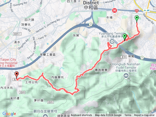 中和土城郊山稜線第一排：中和復興國小→土城青雲路7連峰預覽圖