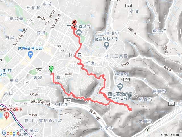 林口高中連走新林步道、新寮山、新林宮、老公崎步道、竹林觀音寺、林口電廠