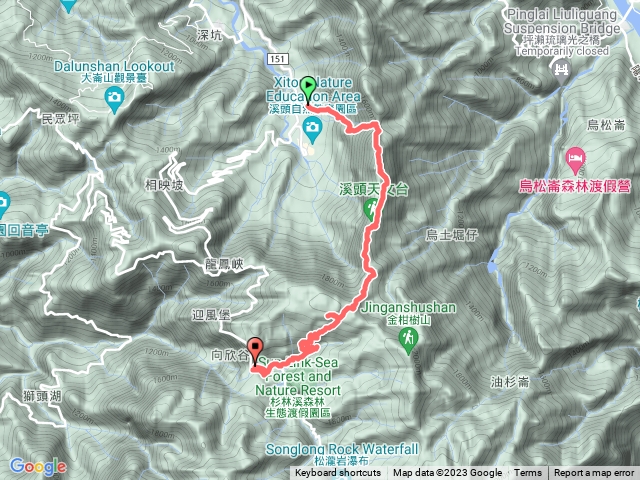 2023.10.02溪頭-鳳凰北＆南嶺_嶺頭山東峰_聚英村（水路）杉林溪（有航點說明）