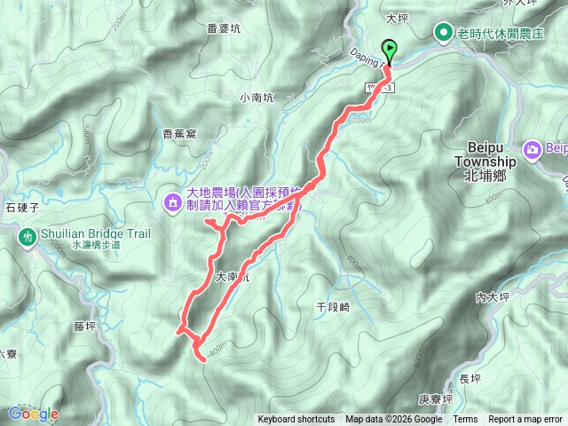 大南坑岡硬步道O繞（石岡山、石硬山、大南坑～藤坪越嶺鞍部環走）（新竹北埔）
