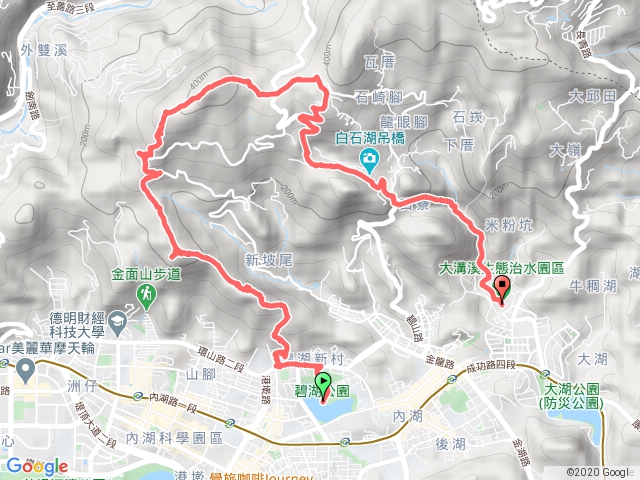 碧湖-竹篙山-剪刀石-金面山-大崙尾山-碧山路-大溝溪公園