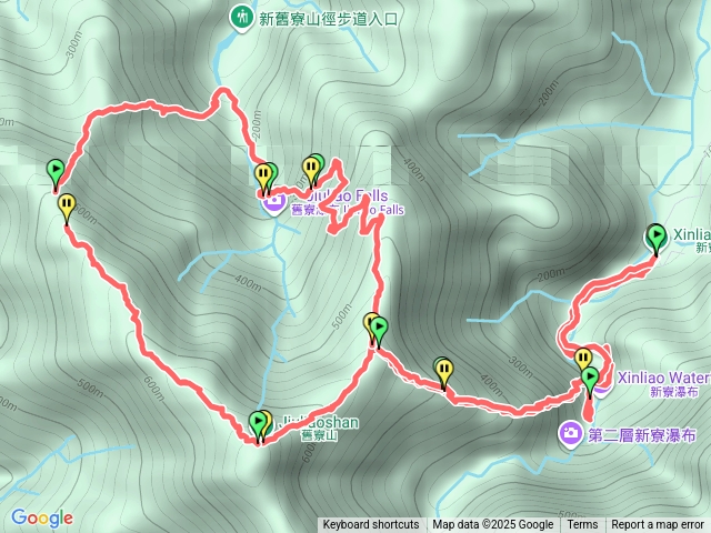 新寮舊寮山舊寮山西北峰O繞舊寮步道新寮第二瀑布第一瀑布新寮鋪瀑布登山口